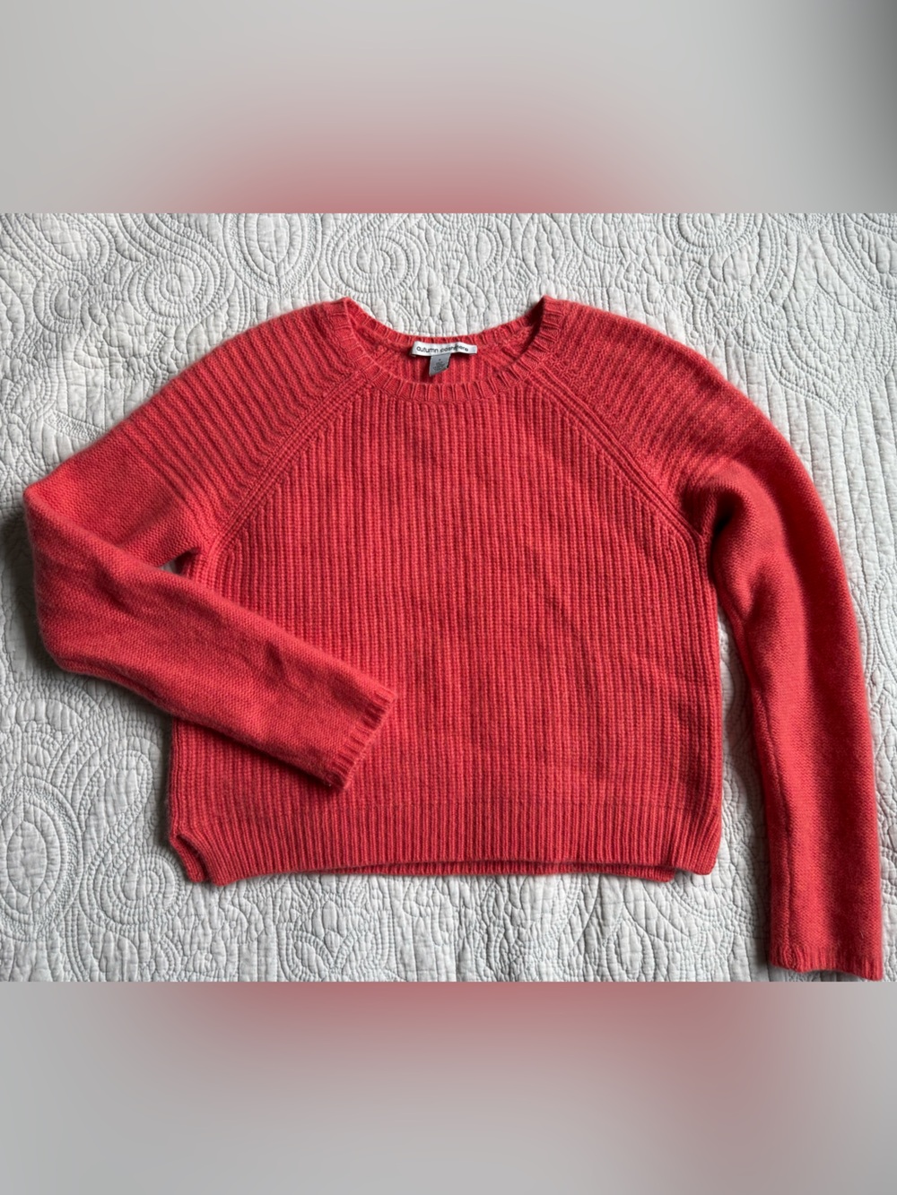 Autumn Cashmere Coral Ribbed Crewneck Sweater